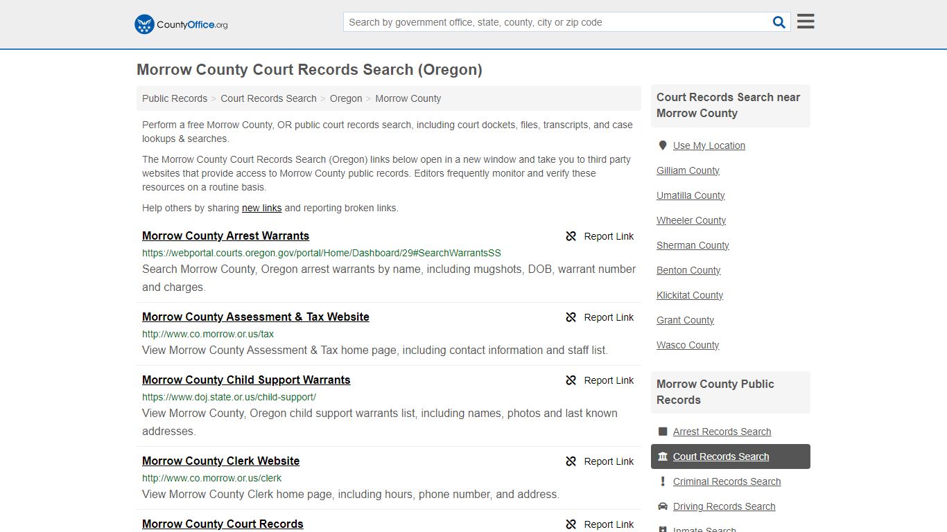 Morrow County Court Records Search (Oregon) - County Office